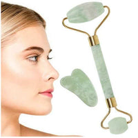 Thumbnail for Jade Roller - Συσκευή Μασάζ Προσώπου Με Πολύτιμο Λίθο Για Μια Πιο Υγιή και Νεότερη Επιδερμίδα Πράσινη με Gua-sha